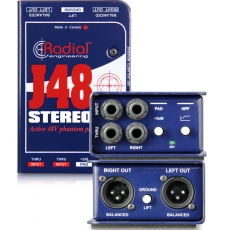 Radial,J48 Stereo,立体声48V幻象供电DI直插盒,有源DI盒,前置放大器,